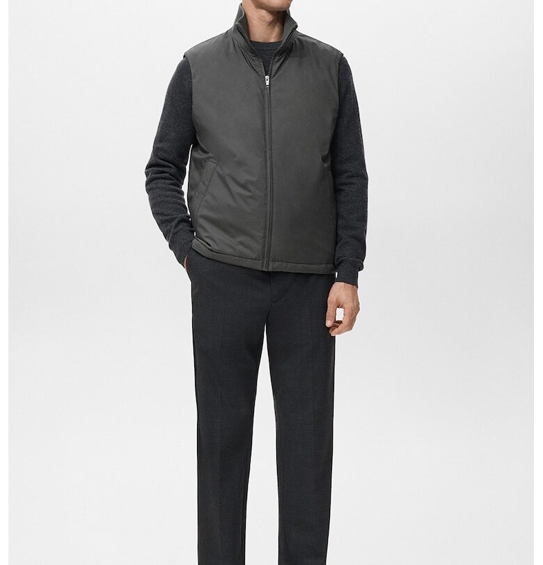 Олекотен елек с цип - Tъмносив Mango