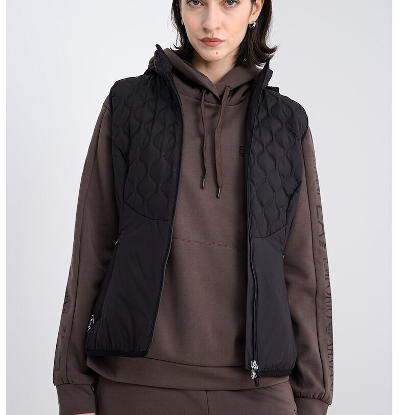 Олекотен капитониран слим елек - Черен EA7