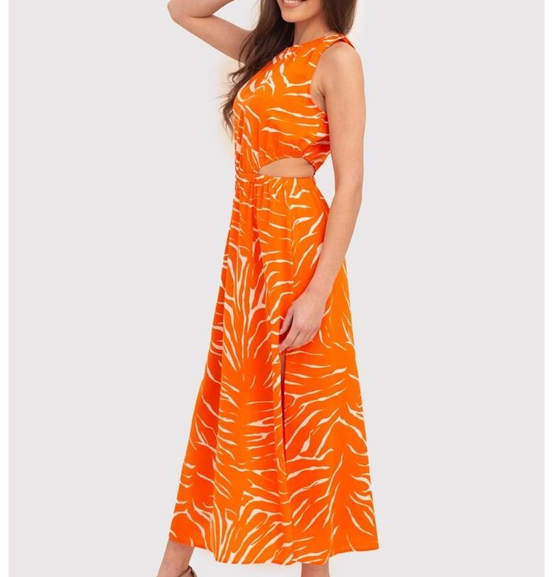 Оранжева миди рокля с изрязани елементи на талията DA1723 BLOOD ORANGE Ax Paris