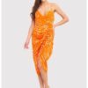 Оранжева миди рокля с тънки презрамки DA1716 Ax Paris