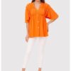 Оранжева риза с деколте с копчета TA591 ORANGE - Оранжев Ax Paris
