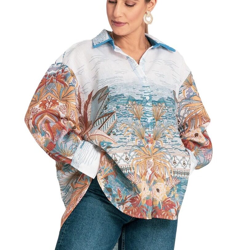 Оувърсайз риза  многоцветна - оригинален принт - полиестер - Един размер Figl