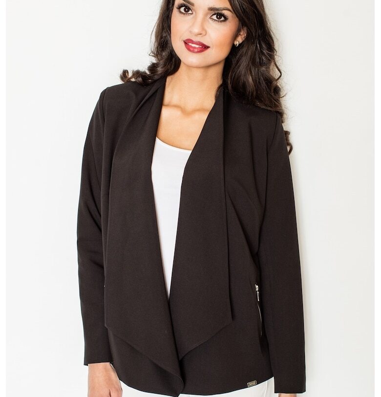 Оувърсайз яке  M435 - черно - полиестер и вискоза - без ципове Figl