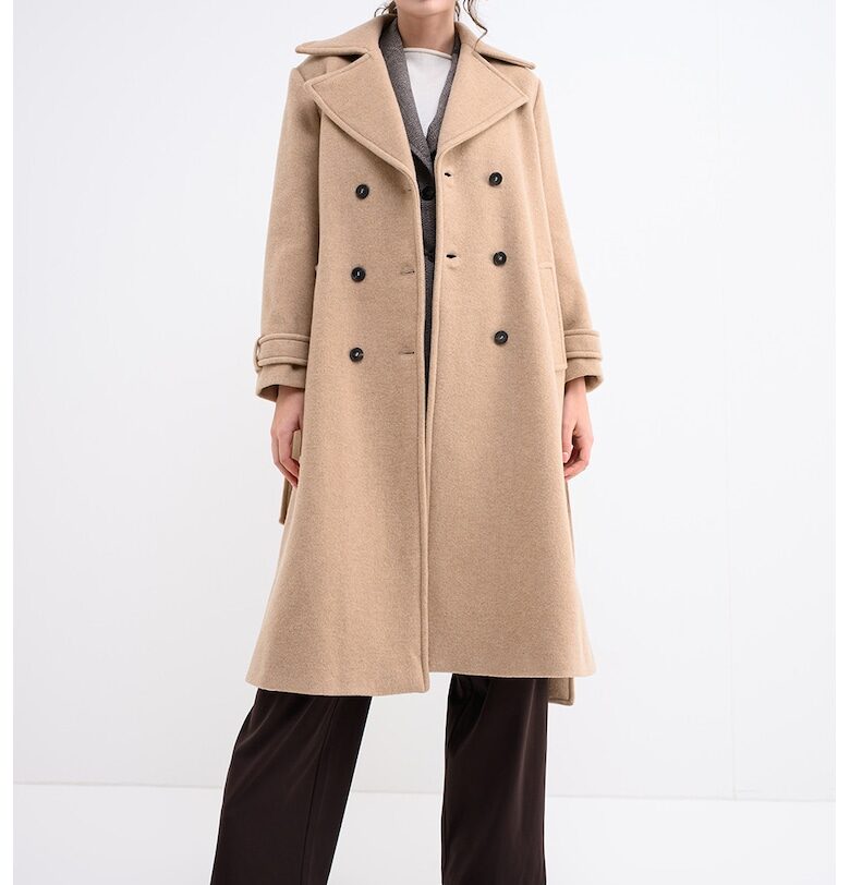ПАлто с вълна с раздвоен ревер - Камел Marella