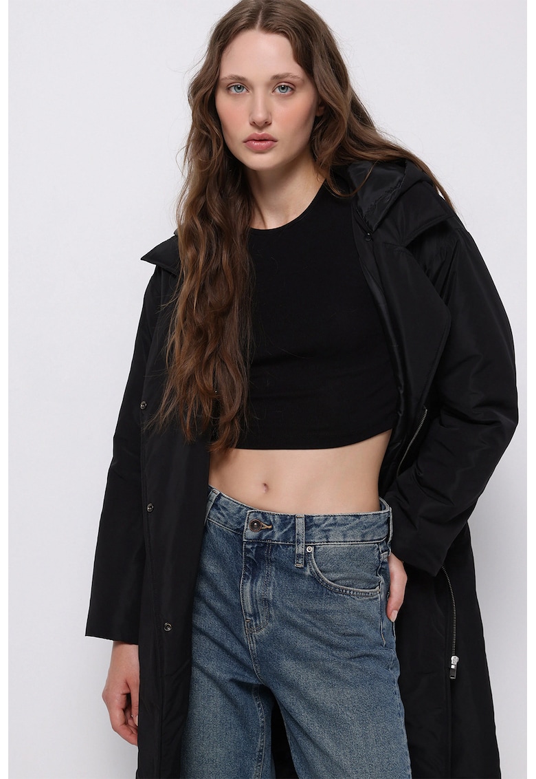 ПАлто с раздвоен ревер - Черен COLINS