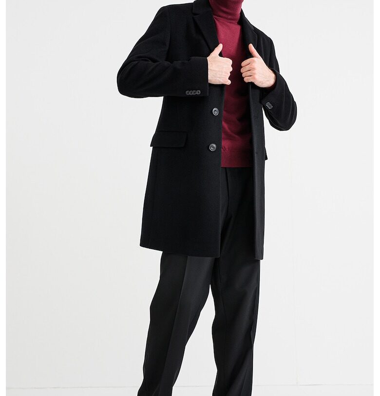 Палто Migor от кашмир с ревери - Черен HUGO