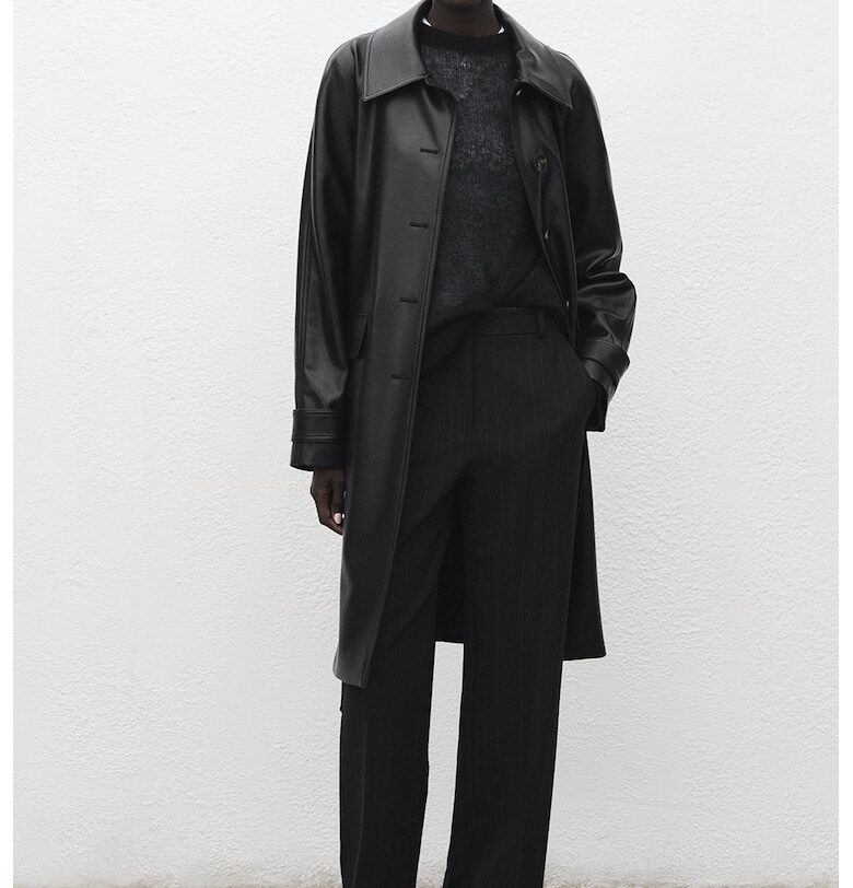 Палто от еко кожа с колан Mango