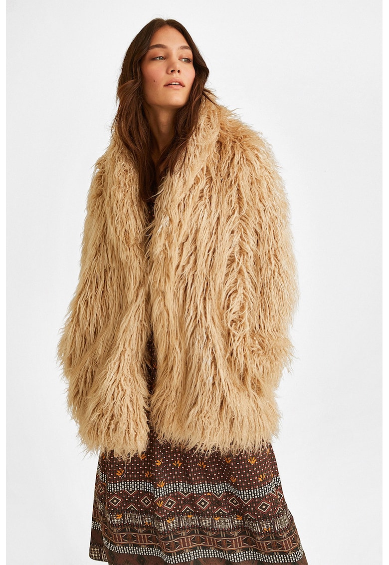 Палто от еко пух - Бежов OXXO