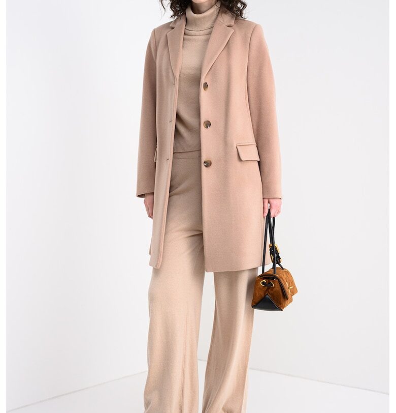 Палто с вълна - Бежов United Colors of Benetton