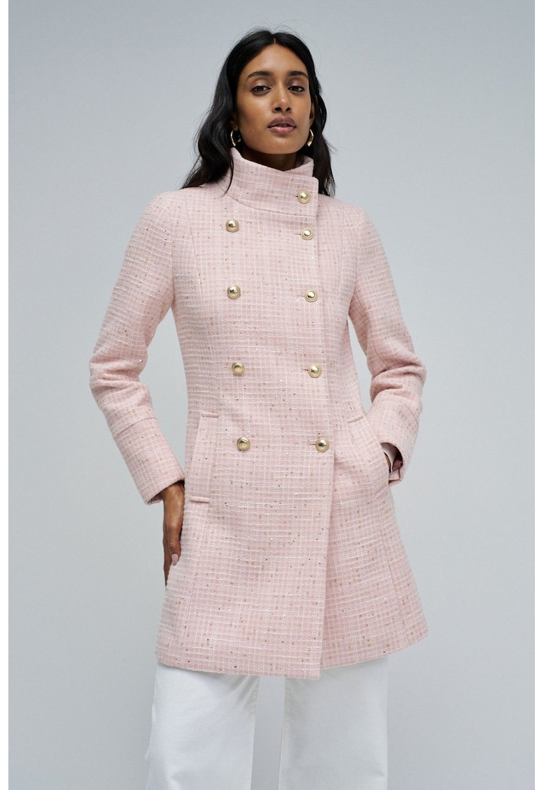 Палто с вълна с джобове - Бледо розово Salsa Jeans