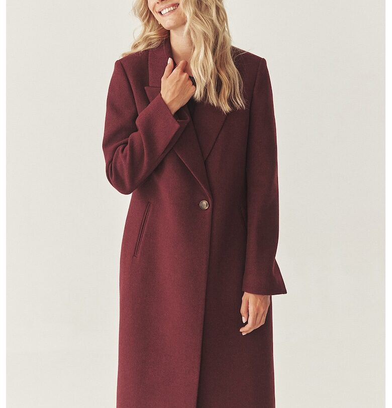 Палто с вълна с раздвоен ревер - Бордо Tatuum
