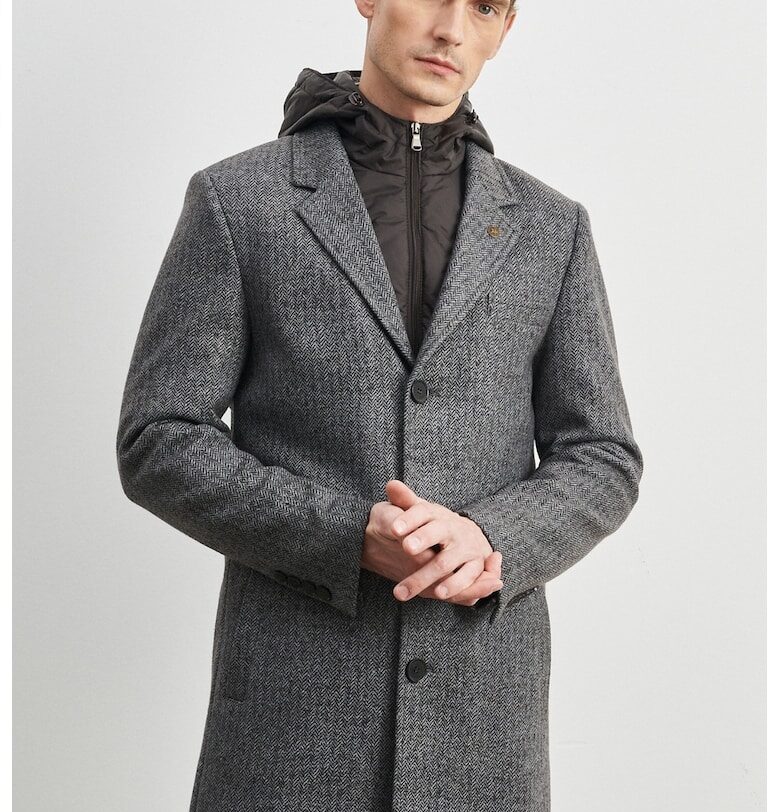 Палто с двойни ревери - Сив меланж ACCo