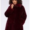 Палто с еко пух - Тъмночервен Fiorella Rubino