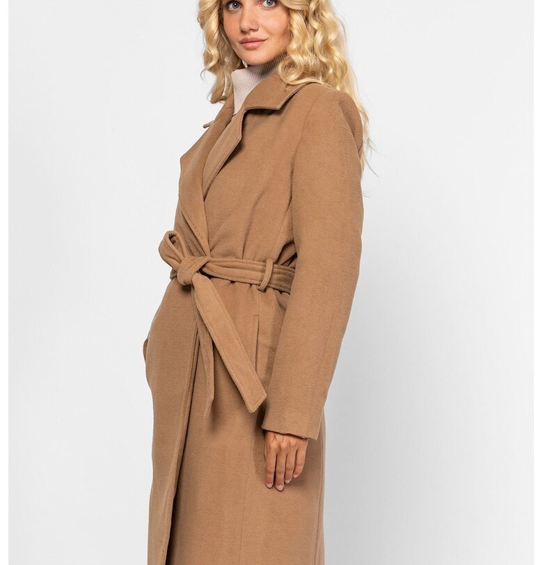 Палто с колан и раздвоен ревер - Камел Heavy Tools