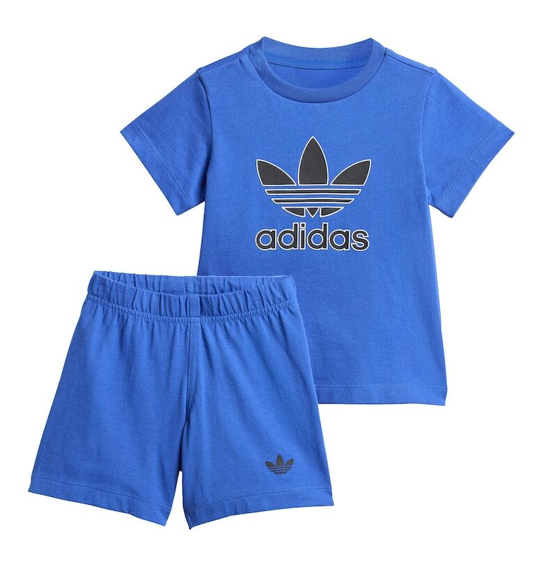 Памучен комплект от тениска и къси панталони с лого adidas