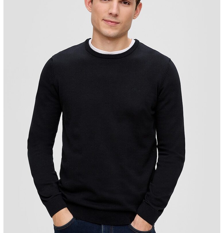 Памучен пуловер с овално деколте sOliver