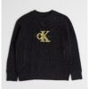 Памучен пуловер с овално деколте и лого - Черен CALVIN KLEIN