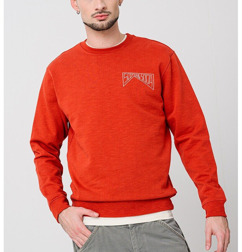 Памучен суитшърт с лого - Керемидено червено Scotch  Soda