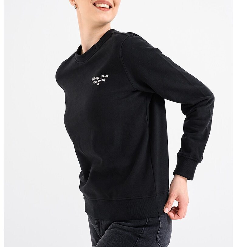 Памучен суитшърт с овално деколте - Черен Tommy Jeans