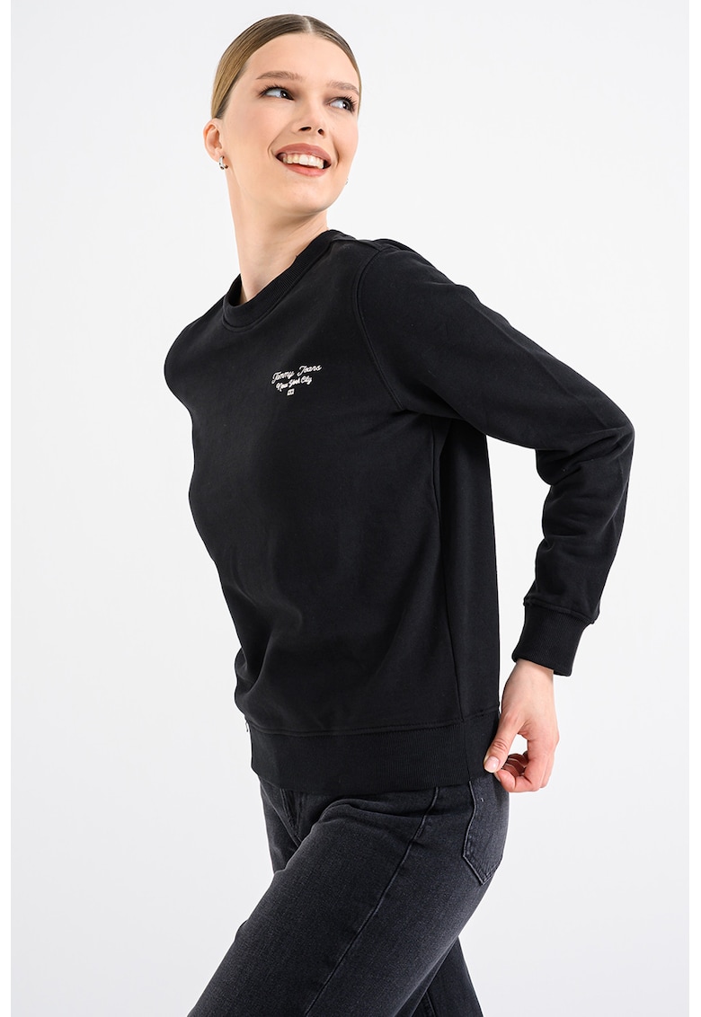 Памучен суитшърт с овално деколте - Черен Tommy Jeans