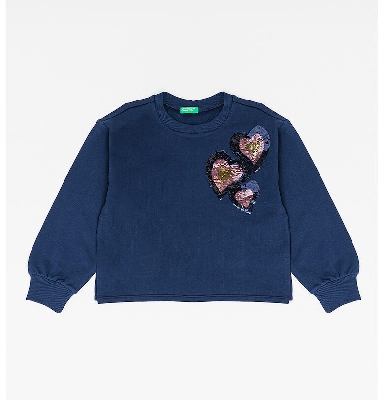 Памучен суитшърт с пайети - Тъмносин United Colors of Benetton