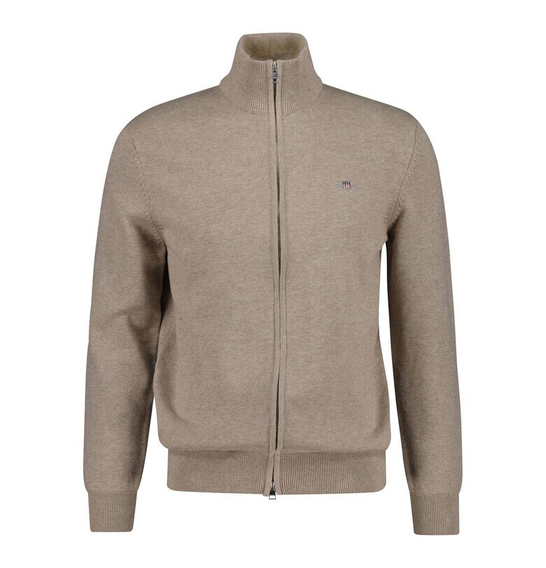 Памучен суитшърт с цип - Тъмнобежово Gant