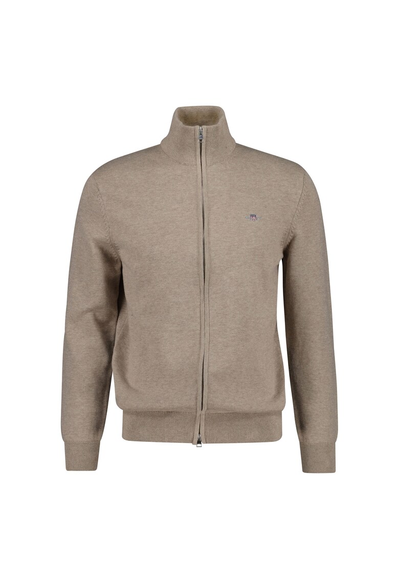 Памучен суитшърт с цип - Тъмнобежово Gant