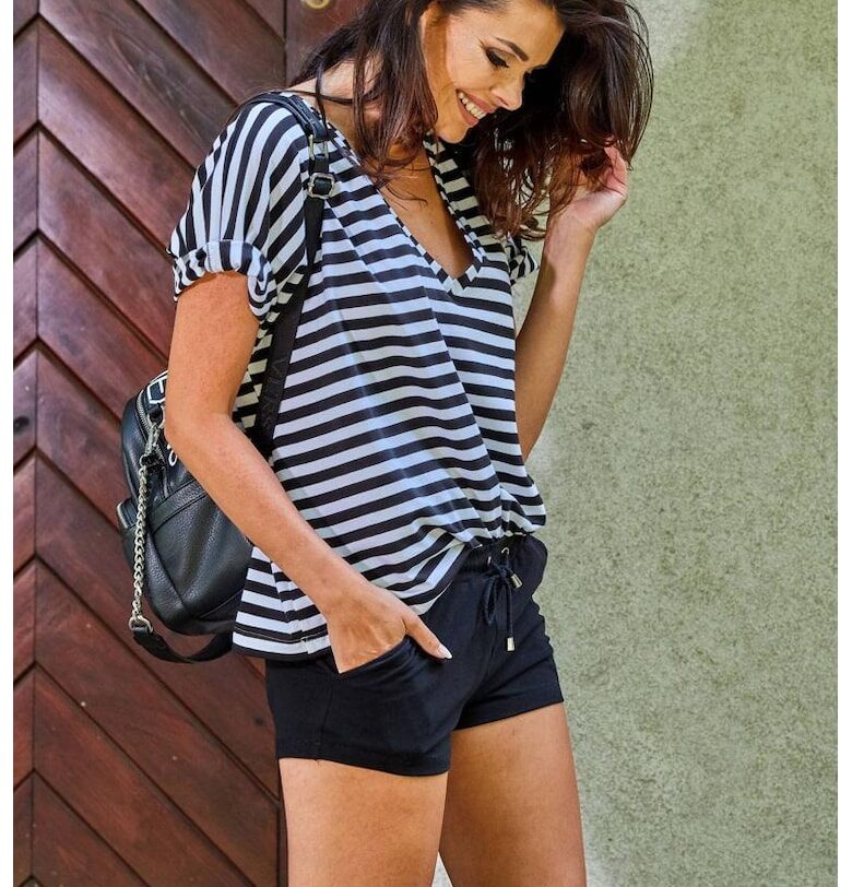 Памучна блуза с V-образно деколте - Един размер InfiniteYou