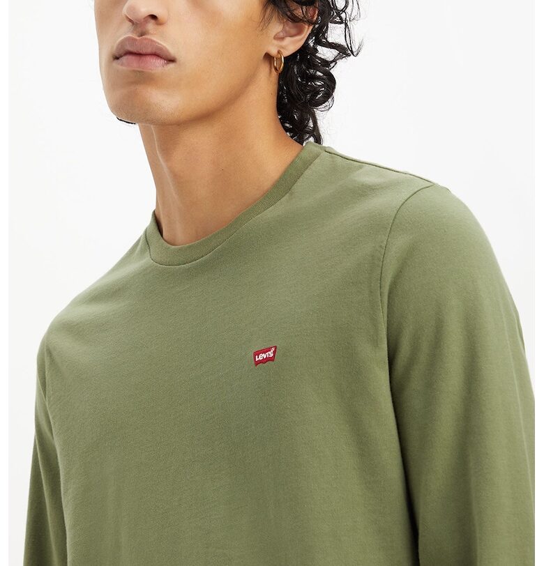 Памучна блуза с лого - Аква зелено Levis