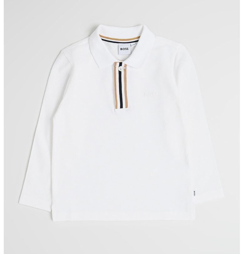Памучна блуза с яка - Бял BOSS Kidswear