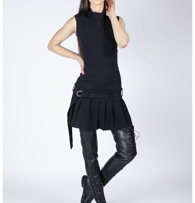 Памучна мини рокля с плисета Monarh design