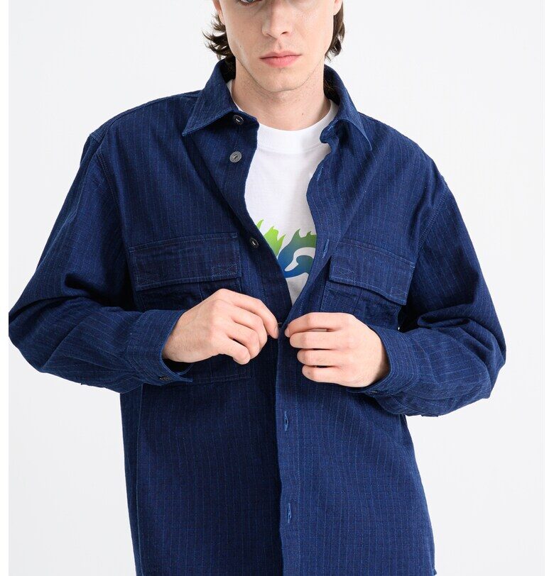 Памучна риза Ebargo - Ултрамарин синьо HUGO