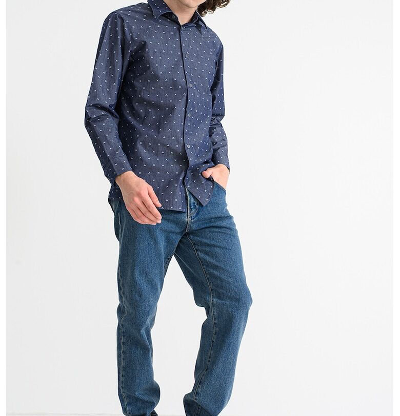 Памучна риза на точки - Бял/Тъмносин ARMANI EXCHANGE