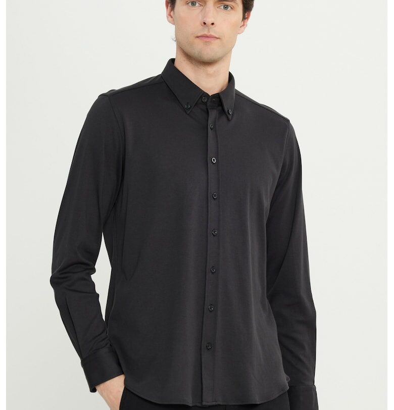 Памучна риза с изчистен дизайн - Черен ACCo