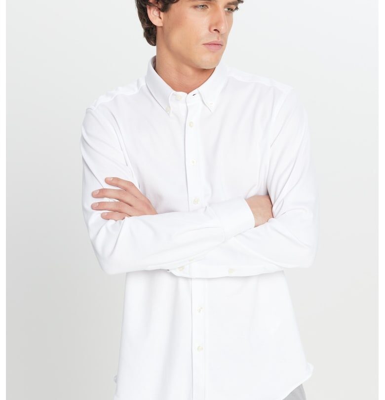 Памучна риза с изчистен дизайн - Бял ACCo