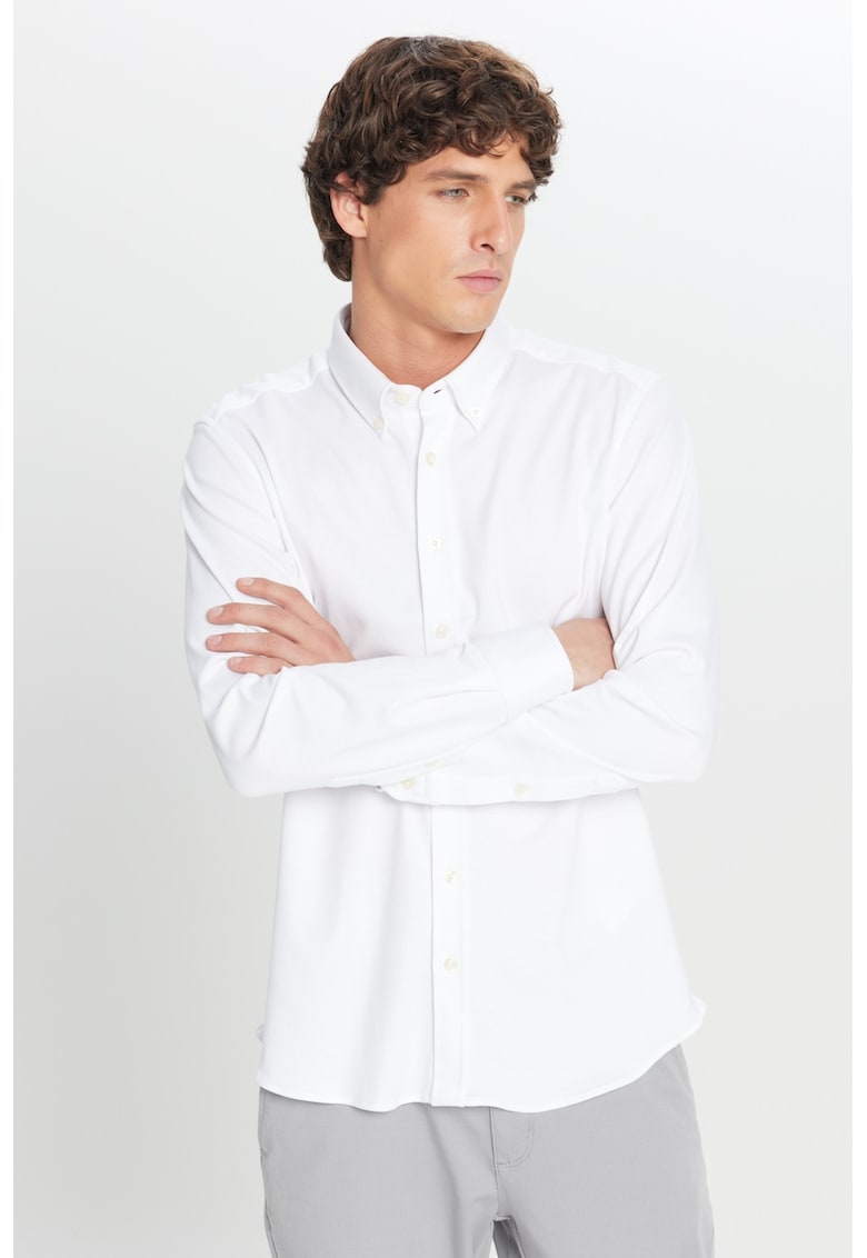 Памучна риза с изчистен дизайн - Бял ACCo