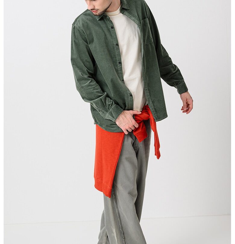 Памучна риза с паднали ръкави - Папратово зелено Scotch  Soda