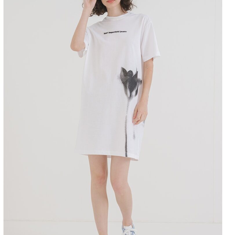 Памучна рокля-риза KARL LAGERFELD JEANS