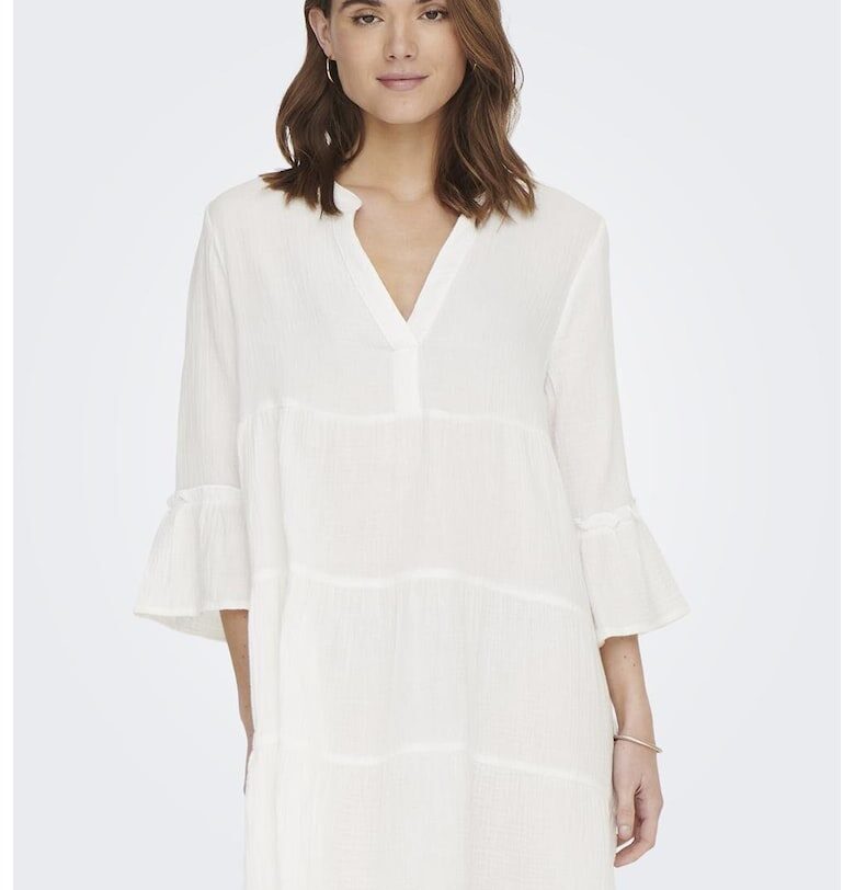 Памучна рокля с паднали ръкави Only