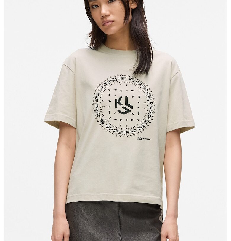 Памучна свободна тениска - Крем KARL LAGERFELD JEANS