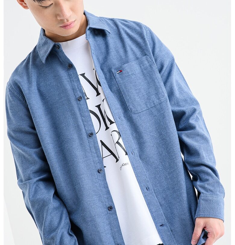 Памучна стандартна риза - Син меланж Tommy Jeans