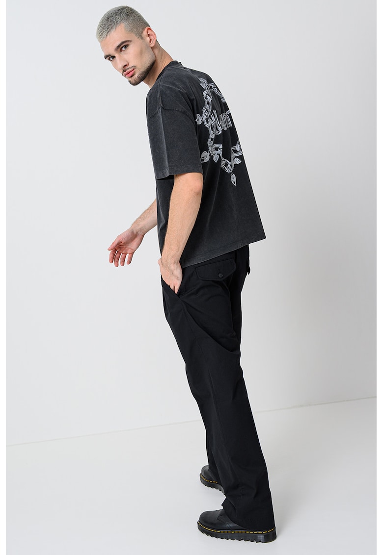 Памучна тениска Drip с лого на гърба - Бял/Антрацитно сиво AllSaints