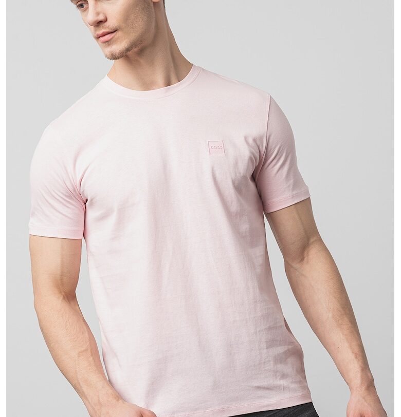 Памучна тениска Tales - Пастелнорозов BOSS