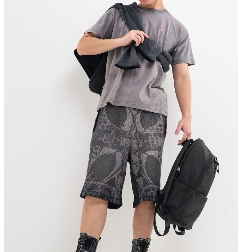 Памучна тениска - Меланж тъмно сиво Diesel