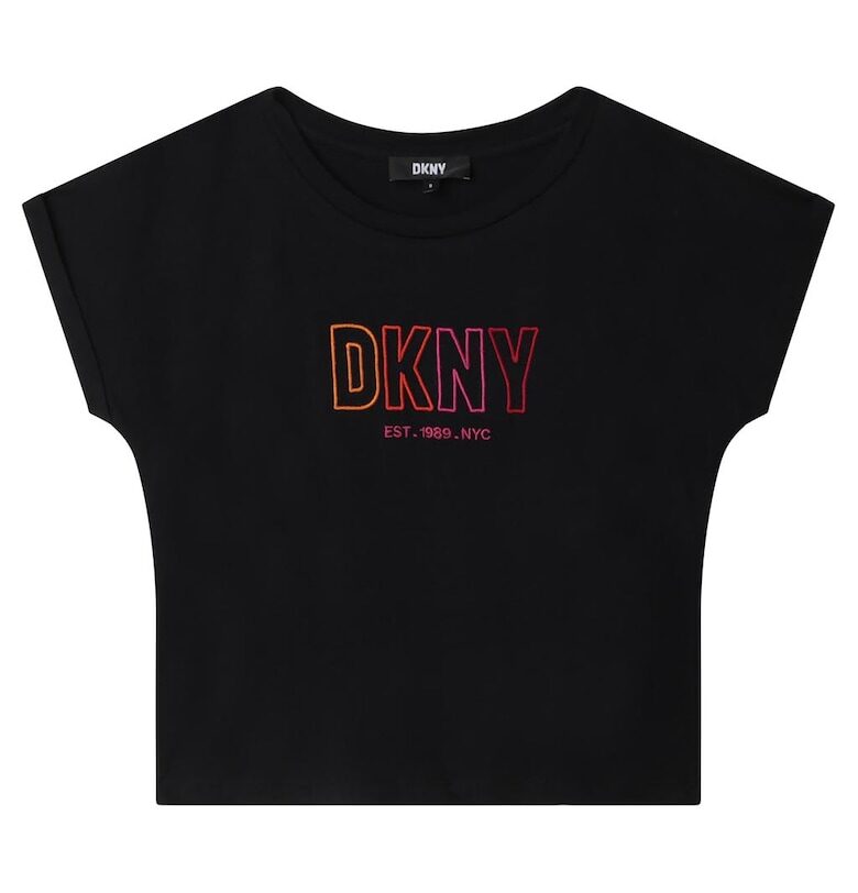 Памучна тениска с бродирано лого DKNY