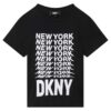 Памучна тениска с контрастна щампа - Бял/Черен DKNY