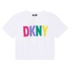 Памучна тениска с лого - Бял DKNY