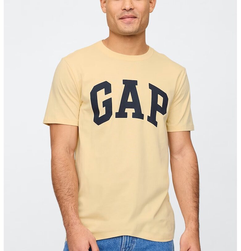 Памучна тениска с лого - Ултрамарин синьо/Бежов GAP