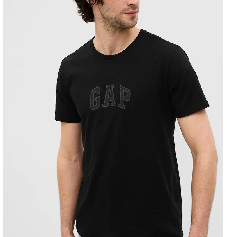 Памучна тениска с лого - Черен GAP