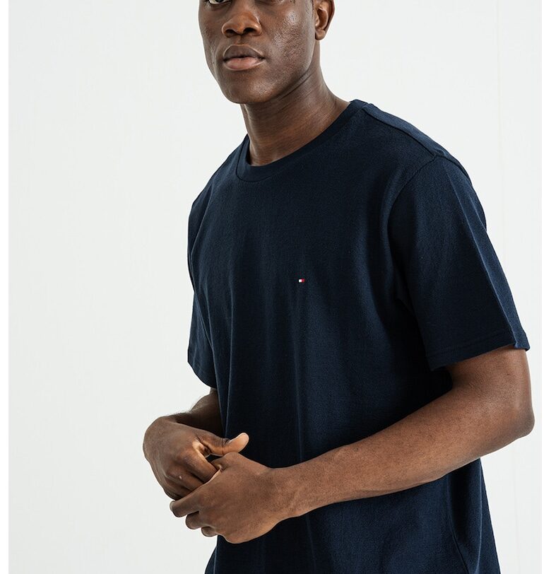 Памучна тениска с овално деколте - Ултрамарин синьо Tommy Hilfiger